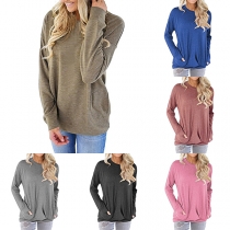 Fashion Solid Color Dolman Sleeve Round Neck Loose T-shirt 
