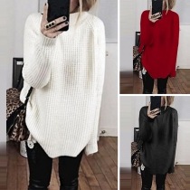 Fashion Solid Color Long Sleeve Round Neck Loose Sweater
