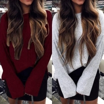 Simple Style Long Sleeve Round Neck Solid Color T-shirt