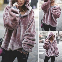 Fashion Solid Color Long Sleeve Loose Hoodie 
