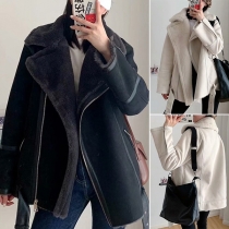 Fashion Faux Fur Collar Long Sleeve Slim Fit Woolen Coat