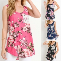 Fashion Sleeveless Round Neck Printed T-shirt 