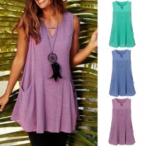 Fashion Solid Color Sleeveless Round Neck Loose Dress