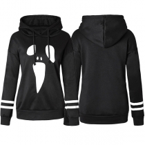 Fashion Contrast Color Long Sleeve Printed Hoodie 
