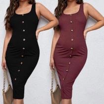 Simple Style Sleeveless Round Neck Slim Fit Maternity Dress