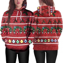 Fashion Printed Long Sleeve Christmas Hoodie