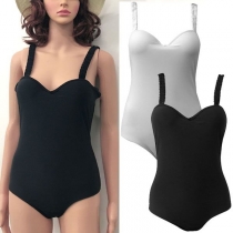 Sexy Backless Solid Color One-piece Swimsuit 