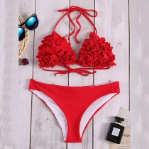 Sexig Bikini Set med 3D Kronbladstryck