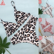 Sexy Backless High Waist printed Bikini Set 