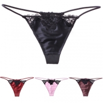 Sexy Low-waist Lace Spliced T-back Thongs