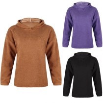 Fashion Solid Color Long Sleeve Plush Hoodie