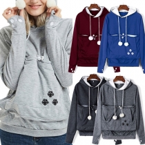 Cute Cat Claw Printed Long Sleeve Hooded Sweatshirt