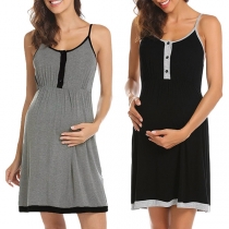 Sexy Backless Contrast Color Sling Maternity Dress