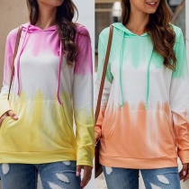 Trendig långärmad hoodie med färgövergång