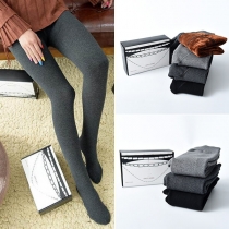 Fashion Solid Color High Waist Plush Lining Leggings