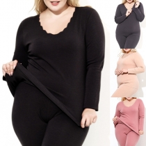 Fashion Solid Color Long Sleeve Thermal Underwear T-shirt