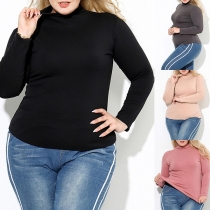 Fashion Solid Color High Collar Plus-size Thermal Underwear T-shirt 