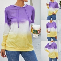 Fashion Color Gradient Long Sleeve Hooded Sweatshirt 