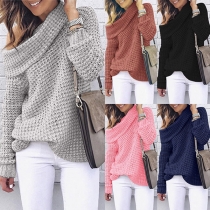 Sexy Off-shoulder Boat Neck Long Sleeve Solid Color Sweater