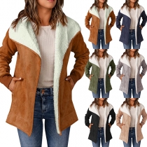 Fashion Long Sleeve Plush Lining Hooded Coat