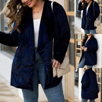 Fashion Solid Color Long Sleeve Lapel Plus-size Cardigan