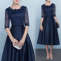 Evening dress new mid-length dress fashion mid-sleeve dress