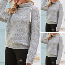 Fashion Solid Color Long Sleeve Turtleneck Loose Sweater