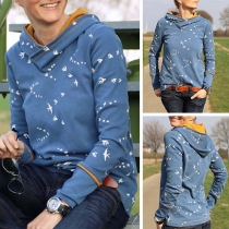 Fashion Swallow Printed Long Sleeve Hooded Sweatshirt