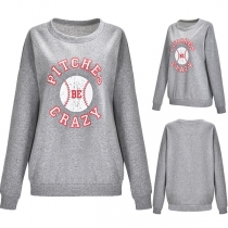 Casual Style Letters Printed Long Sleeve Round Neck Sweatshirt