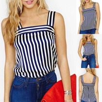 Sexy Backless Sling Striped Top