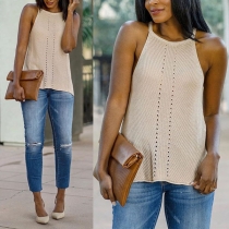 Simple Style Solid Color Round Neck Sling Top