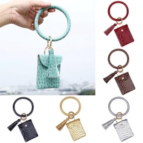Kreativ stil tofshängande armband nyckelring med påse