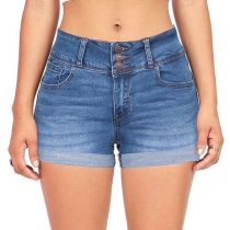 Fashion Middle Waist Slim Fit Denim Shorts