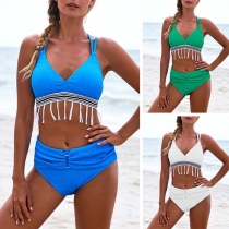 Sexy High Waist Tassel Bikini Set