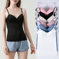 Sexy Backless V-neck Solid Color Sling Top