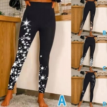 Mode med hög midja, stretchleggings med spetsskarv