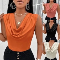 Elegant stil ärmlös topp i enfärgad färg