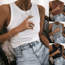 Simple Style Solid Color Round Neck Tank Top