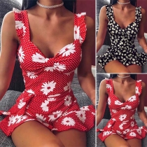 Fashion Sleeveless V-neck Printed Dress