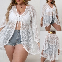 Fashion Lace Spliced Long Sleeve Cardigan