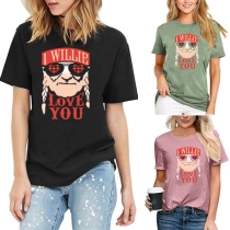 Cute Cartoon Printed Short Sleeve Round Neck T-shirt