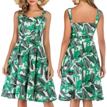Sexy Backless High Waist Printed Sling Dress
