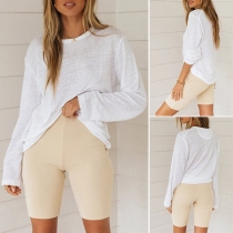 Fashion Long Sleeve Round Neck T-shirt + Shorts Two-piece Set