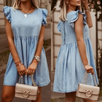 Simple Style Sleeveless Round Neck Dress