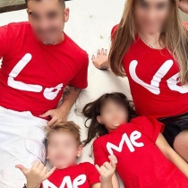 Fashion Letters Printed Short Sleeve Round Neck Couple's shirt