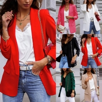 OL Style Long Sleeve Solid Color Slim Fit Blazer
