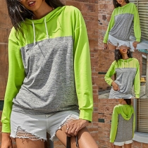 Fashion Contrast Color Long Sleeve Hooded Sweatshirt