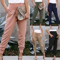 Fashion Solid Color High Waist Casual Pants