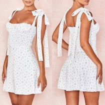 Sexy Backless High Waist Printed Sling Dress