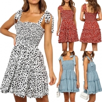 Sexy Backless High Waist Printed Sling Dress